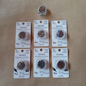 Bead Landing European Crystals Light Siam Facets Flat back Lot 0f 7 Variety Pack